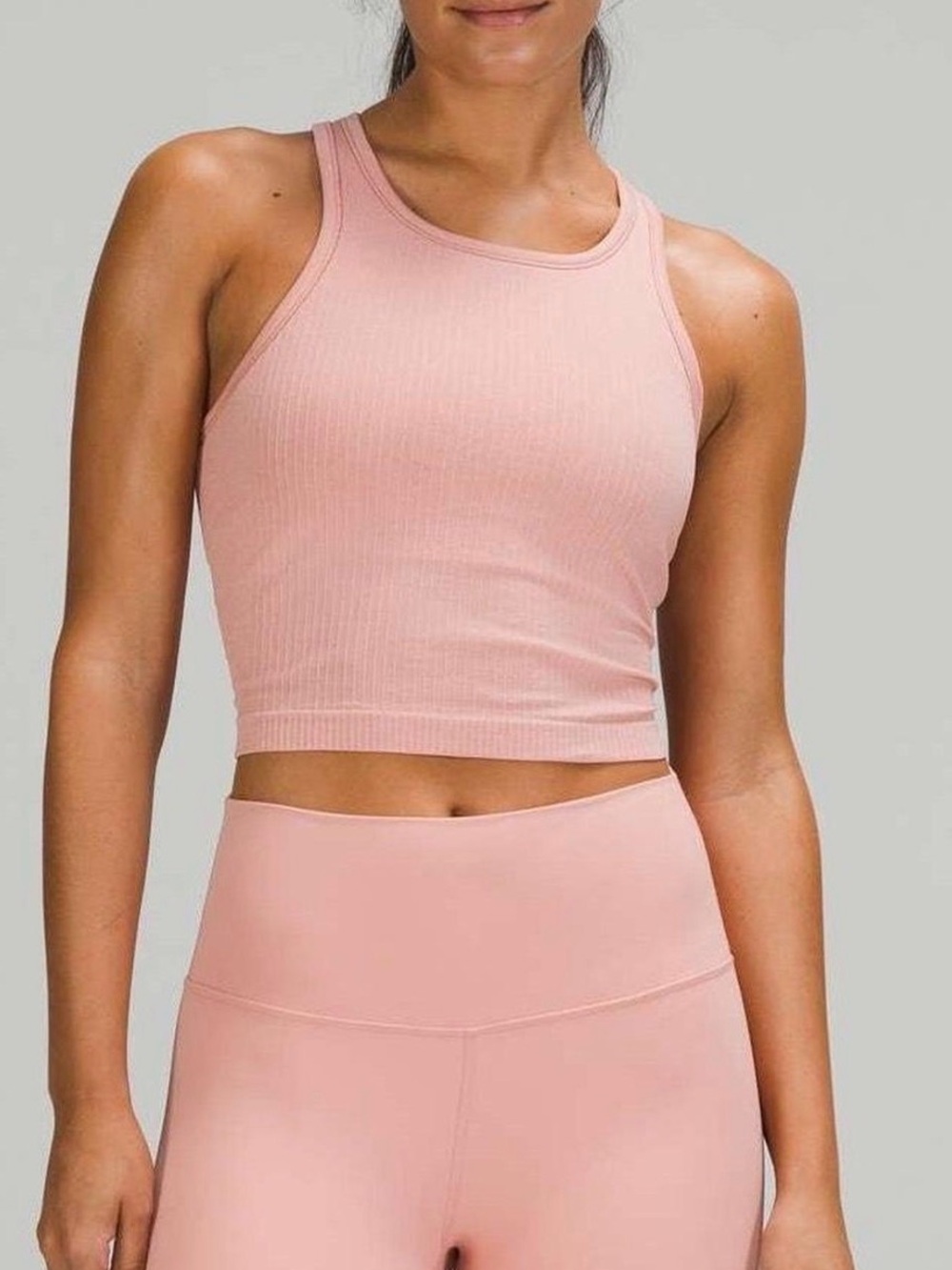 Lululemon Ebb To Street Cropped Racerback Pink Tank Top size 4